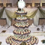 a Green Flowers Cupcake Tower