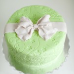 Fondant birthday cake with an edible bow